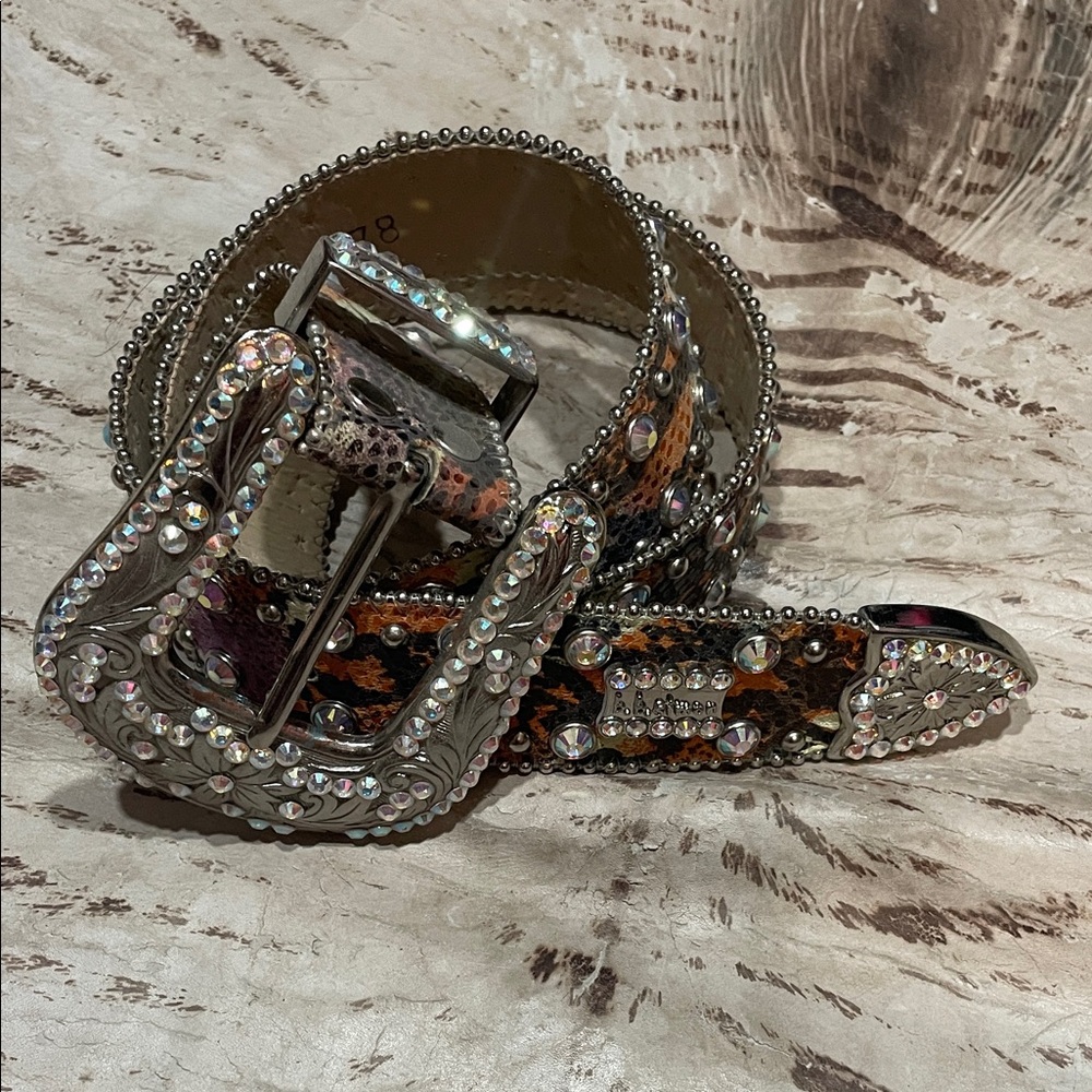 Simons Sparkling Leopard Print Belt
